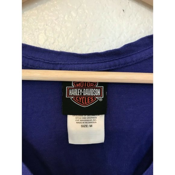 HARLEY DAVIDSON Long Sleeve V-Neck Purple Motorcycle Shirt Women's Medium - Picture 5 of 7